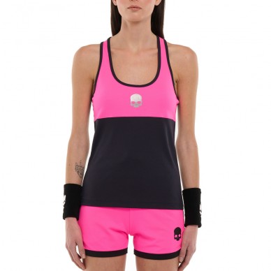 Hydrogen Block Tech Tank T-Shirt in Marineblau und Fuchsia