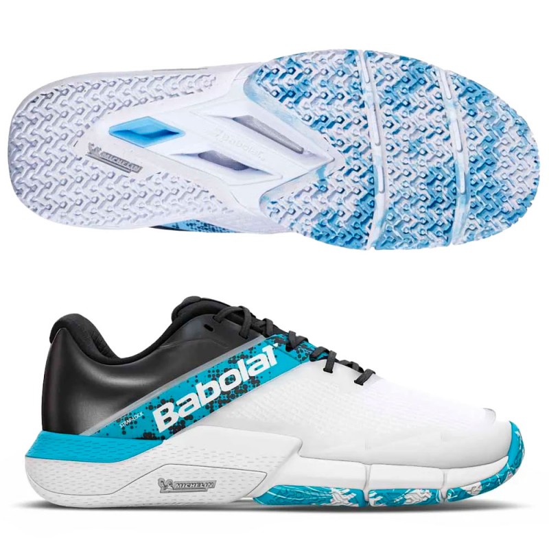 Babolat Movea 2 Men white cyan blue 2025 Padel schuhe
