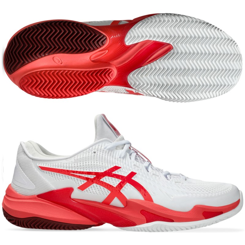 Asics Court FF3 Novak Clay padelschuhe white electric red 2025