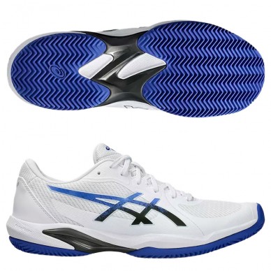 Asics Padelschuhe Solution Swift FF2 Clay weiß dunkel kobalt 2025