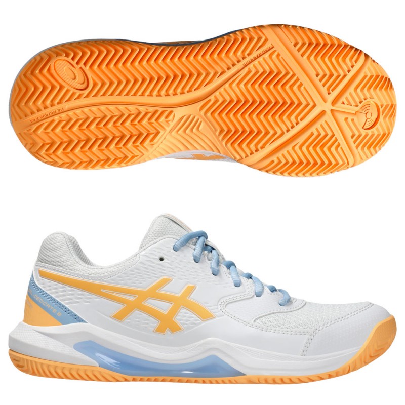 Asics Padelschuhe Gel Dedicate 8 Padel white orange glow 2025