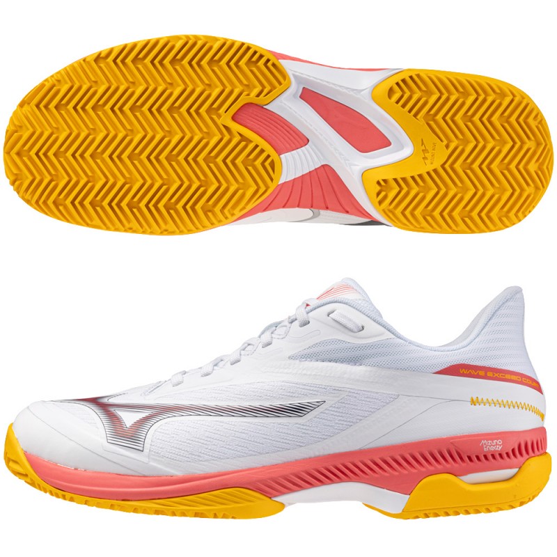 Mizuno padelschuhe Wave Exceed Court CC white calypso coral 2025