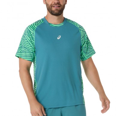 Asics Court All Over Print SS Top T-Shirt blaugrün