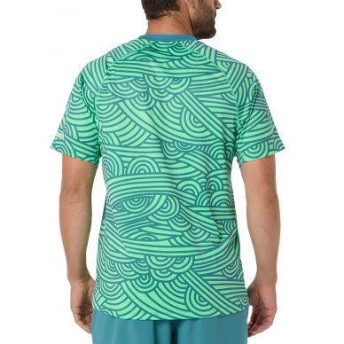 Asics Court All Over Print SS Top T-Shirt blaugrün