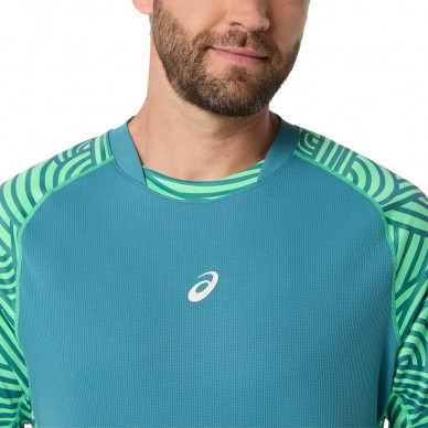 Asics Court All Over Print SS Top T-Shirt blaugrün